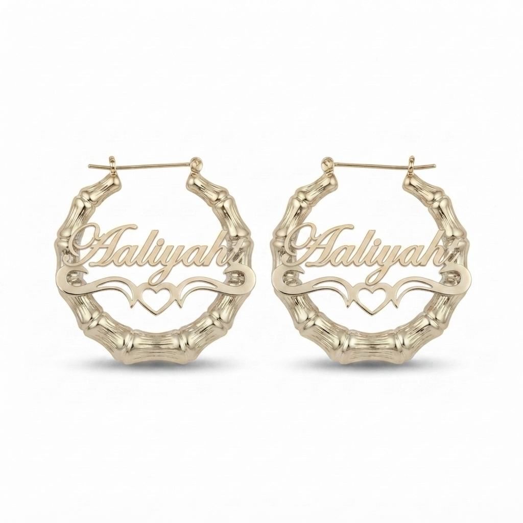 Custom Name Bamboo Hoops