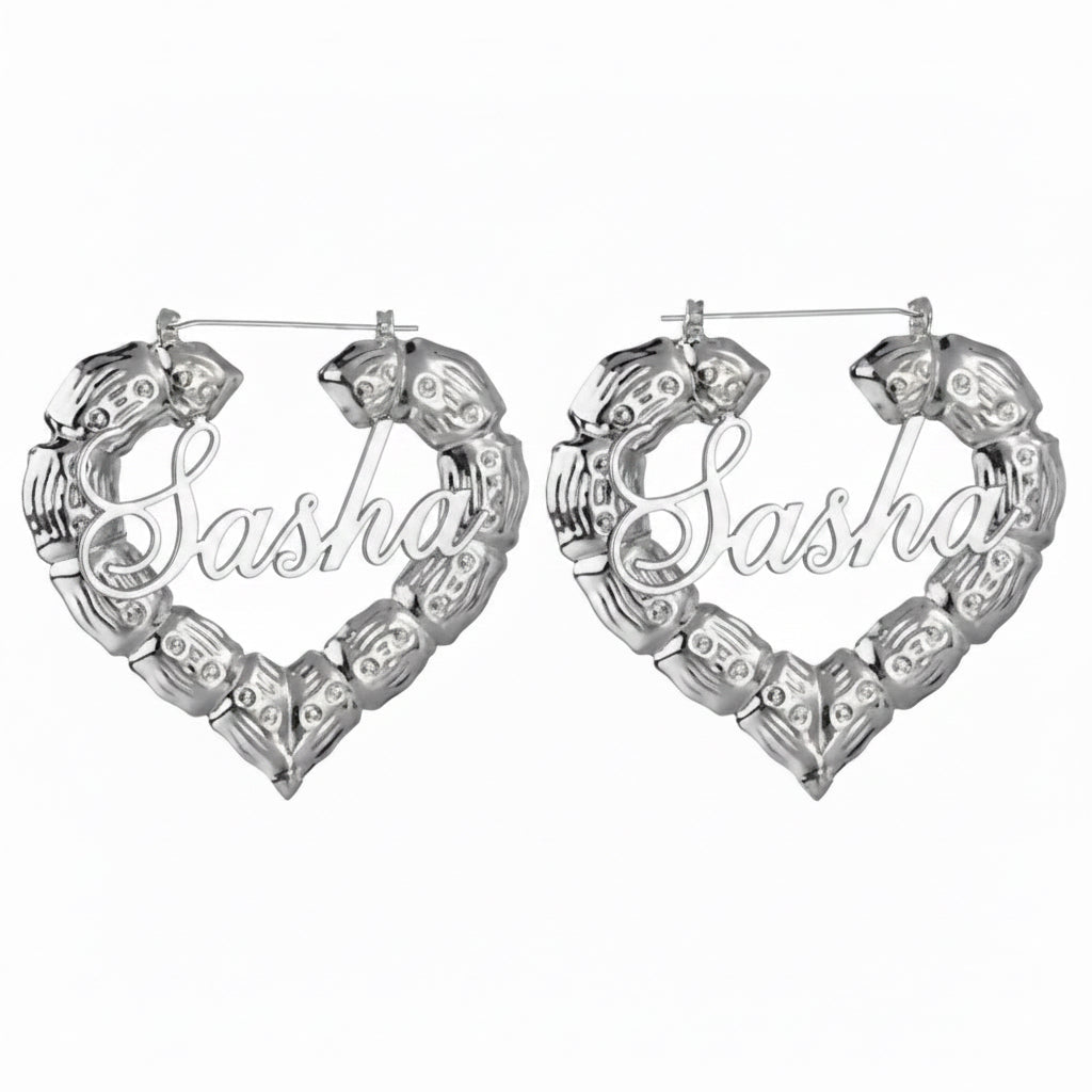 Custom Bamboo Heart Hoops