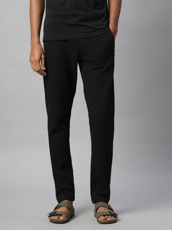 Men's Black 100% Cotton Regular Fit Knit pant