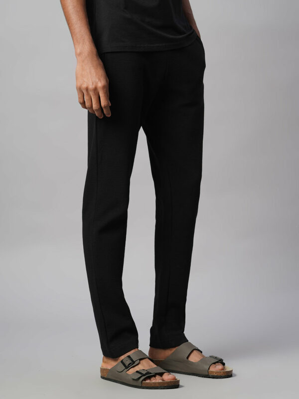 Men's Black 100% Cotton Regular Fit Knit pant