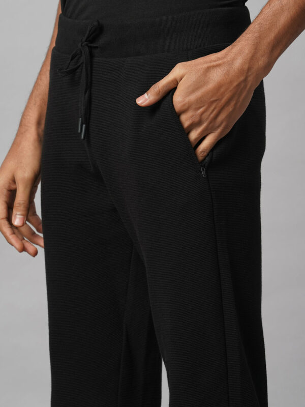 Men's Black 100% Cotton Regular Fit Knit pant