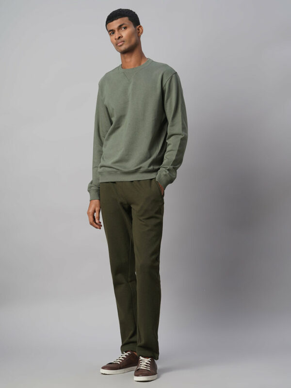 Men's Green 100% Cotton Regular Fit Knit pant