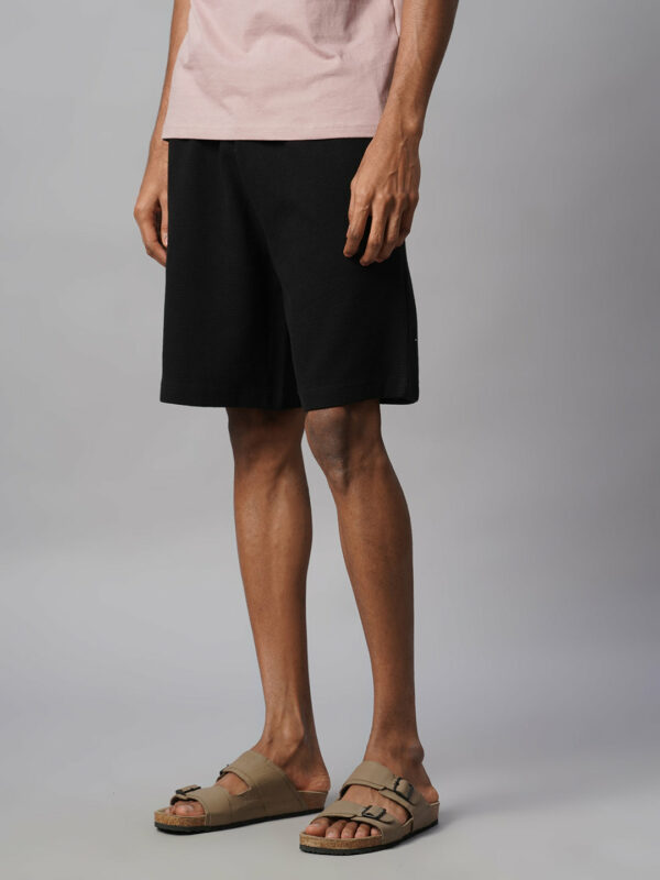 Men's Black 100% Cotton Regular Fit Knit Shorts