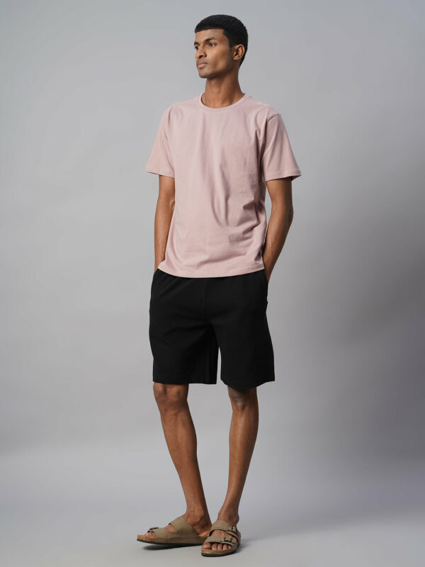 Men's Black 100% Cotton Regular Fit Knit Shorts