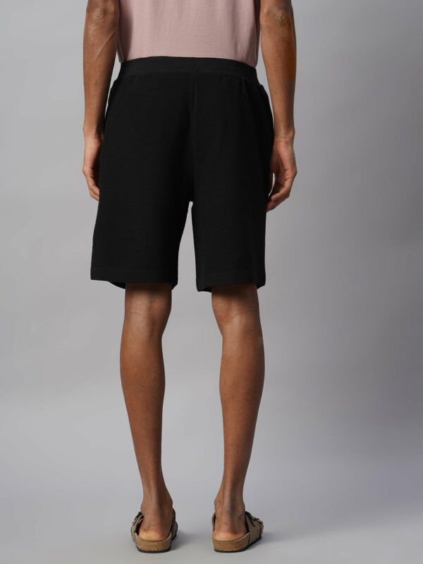 Men's Black 100% Cotton Regular Fit Knit Shorts