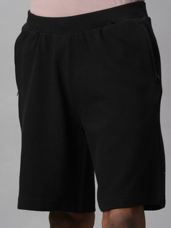 Men's Black 100% Cotton Regular Fit Knit Shorts