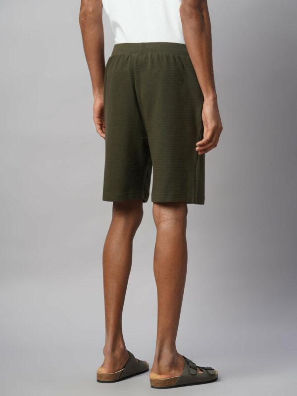 Men's Green 100% Cotton Regular Fit Knit Shorts
