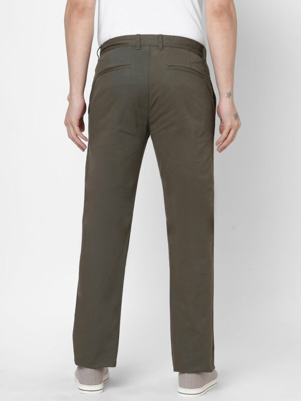 Men's Cotton Lycra Olive Regular Fit Pant