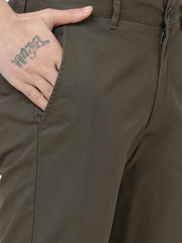 Men's Cotton Lycra Olive Regular Fit Pant
