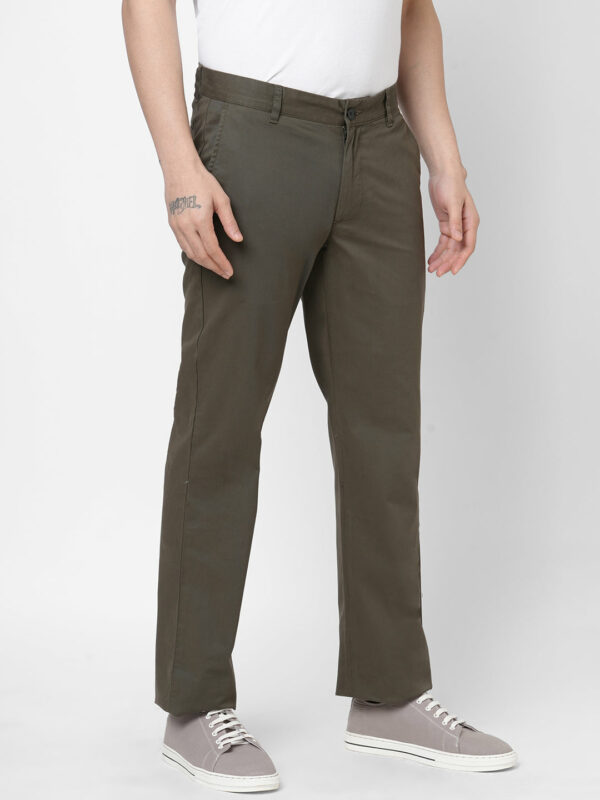 Men's Cotton Lycra Olive Regular Fit Pant
