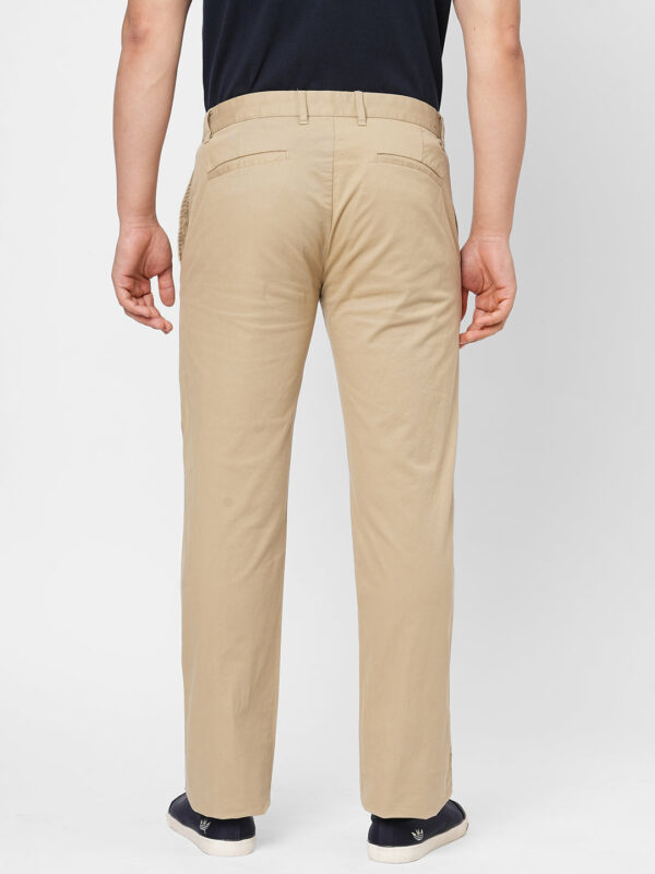 Men's Khaki Cotton Lycra Regular Fit Pant