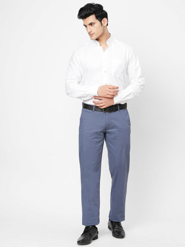 Men's Lblue Cotton Lycra Regular Fit Pant
