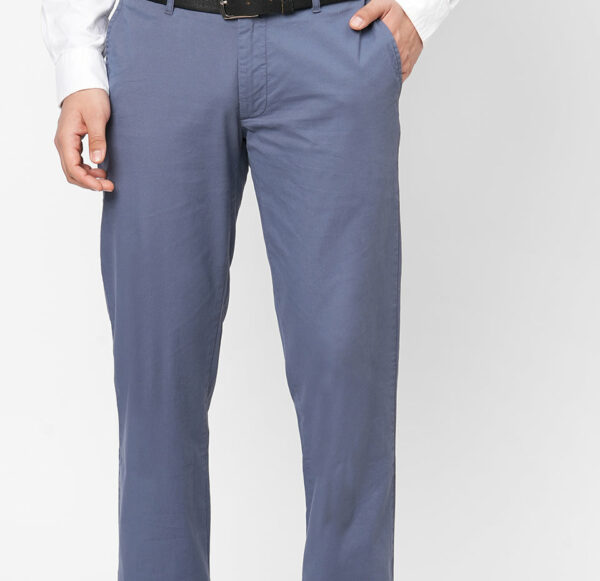 Men's Lblue Cotton Lycra Regular Fit Pant