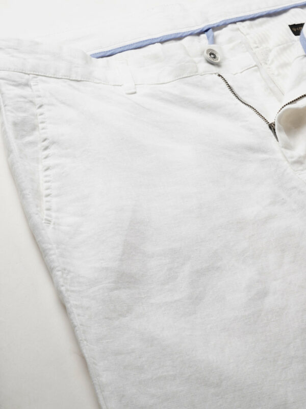 Men's White 100% Linen Regular Fit Pant