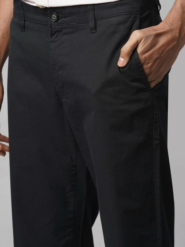 Men's Black Cotton Lycra Regular Fit Pant
