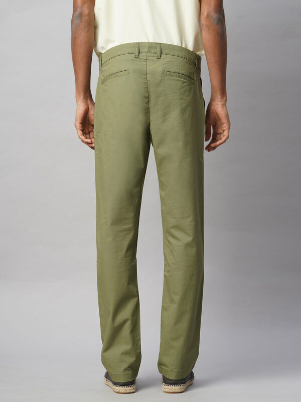 Men's Olive Cotton Lycra Regular Fit Pant