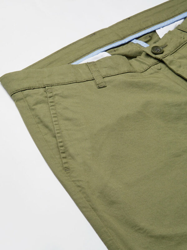 Men's Olive Cotton Lycra Regular Fit Pant
