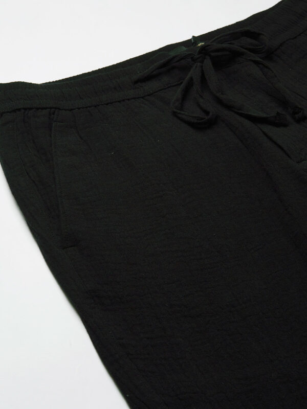 Men's Black 100% Cotton Regular Fit Pant