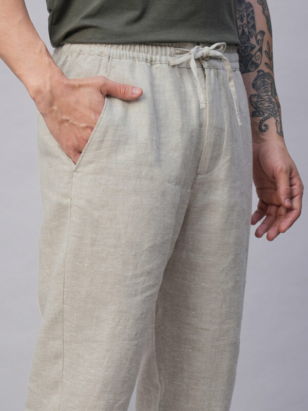 Men's Natural 100% Linen Regular Fit Pant