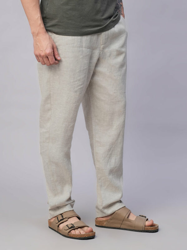 Men's Natural 100% Linen Regular Fit Pant