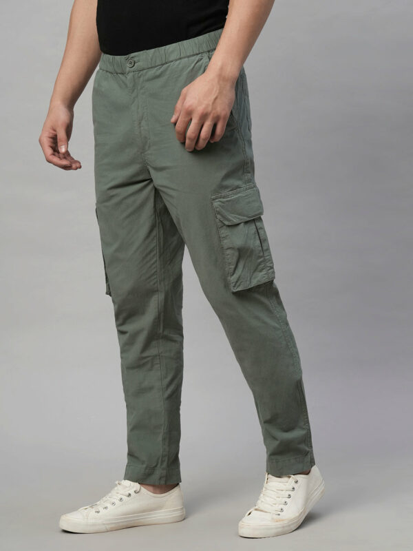 Mens 100% Cotton Cargo Pants Olive Green