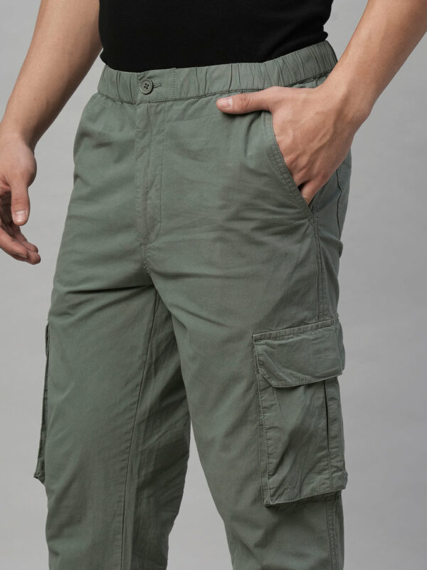 Mens 100% Cotton Cargo Pants Olive Green