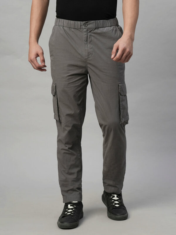 Mens 100% Cotton Cargo Pants Grey