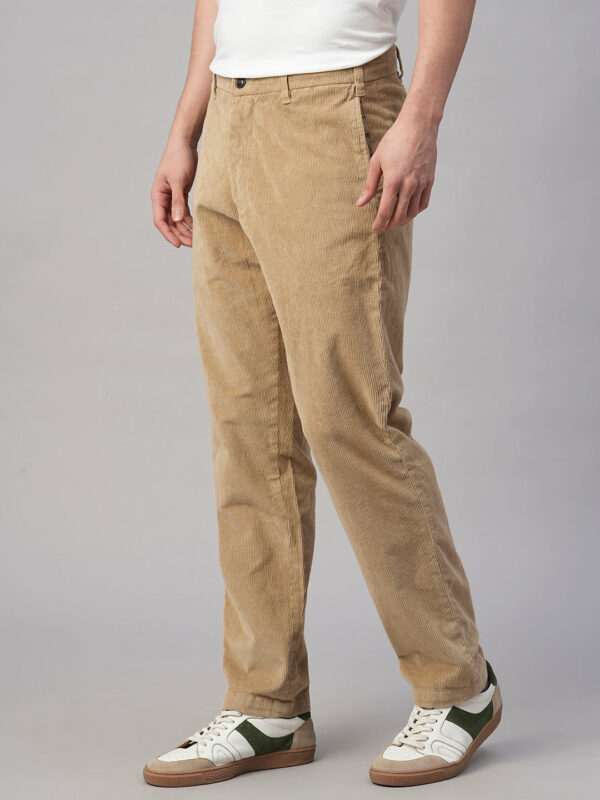 Men's Corduroy Khaki Cotton Lycra Regular Fit Pant