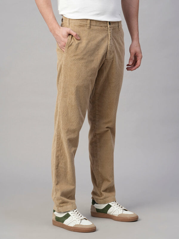 Men's Corduroy Khaki Cotton Lycra Regular Fit Pant