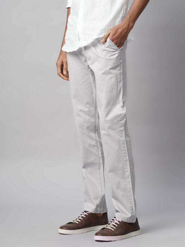 Men's Grey Cotton Lycra Regular Fit Pant