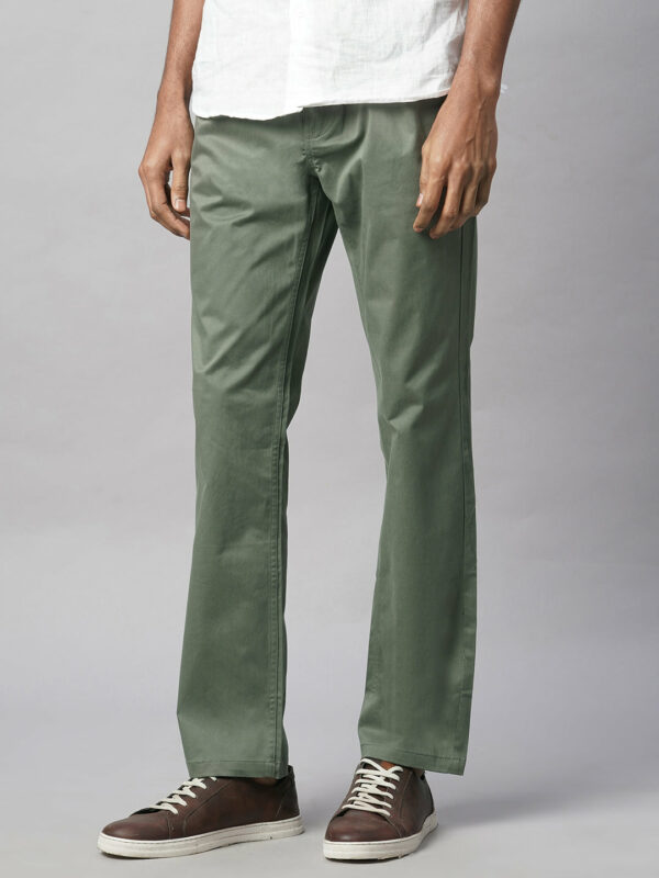Men's Lt.Olive Cotton Lycra Regular Fit Pant