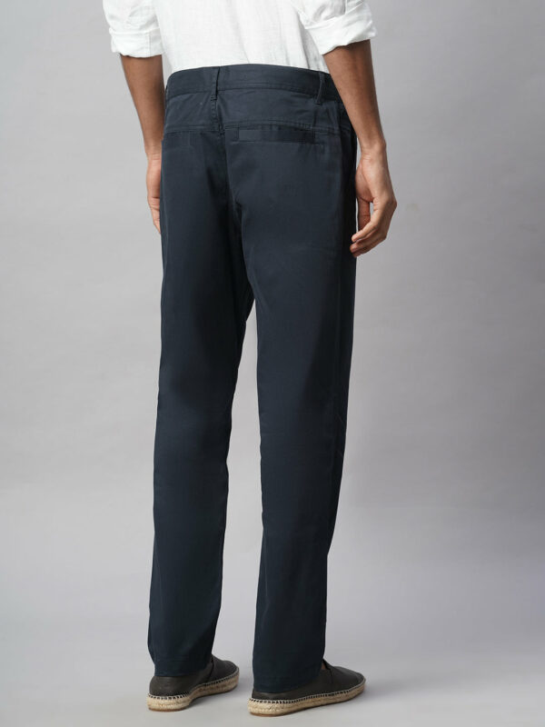 Men's Navy Cotton Lycra Regular Fit Pant
