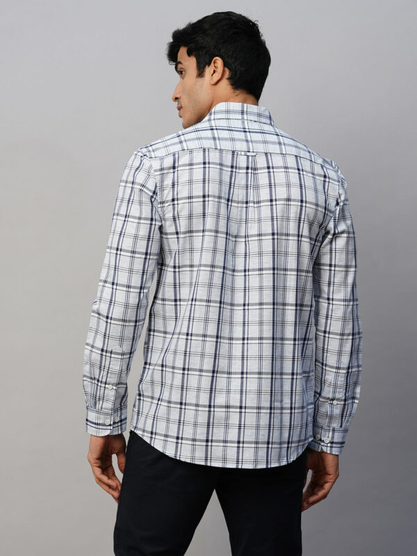 Men's Blue Linen Cotton Lyocell Regular Fit Checked Shirt