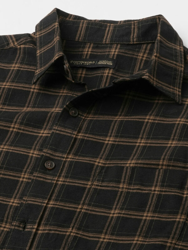 Men's Black Cotton Regular Fit Shirt