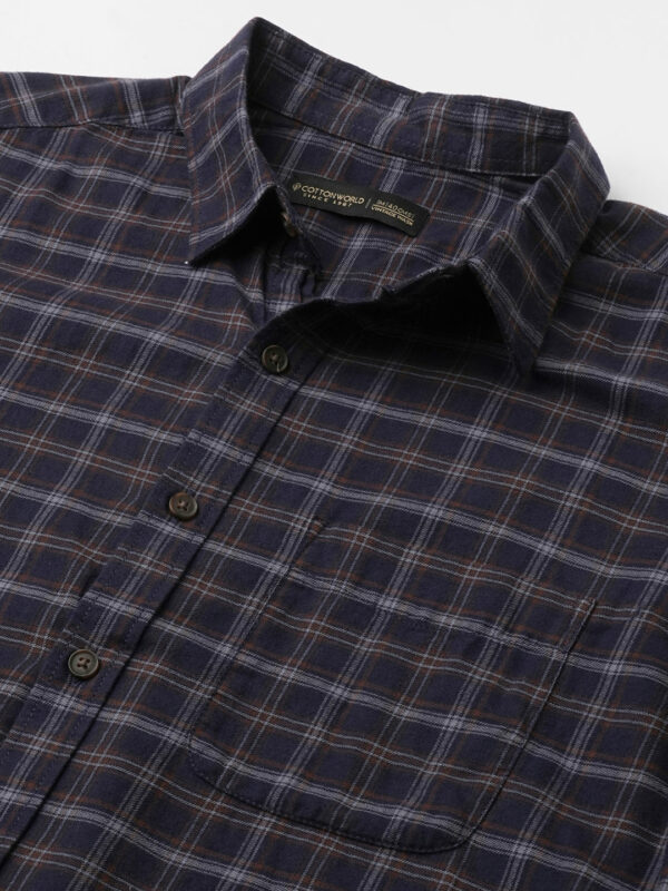 Men's Navy Cotton Regular Fit Shirt