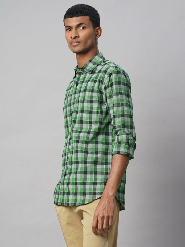 Men's Green Cotton Linen Regular Fit Shirt