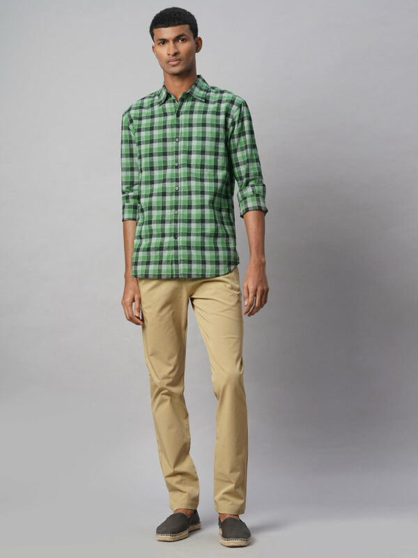 Men's Green Cotton Linen Regular Fit Shirt