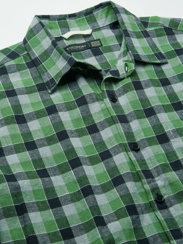 Men's Green Cotton Linen Regular Fit Shirt