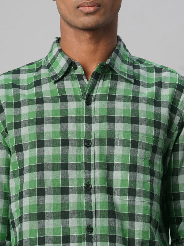 Men's Green Cotton Linen Regular Fit Shirt