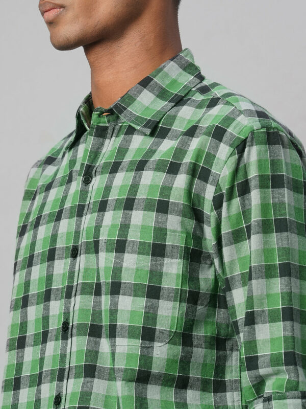 Men's Green Cotton Linen Regular Fit Shirt