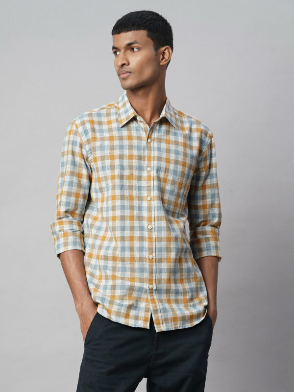 Men's Green Cotton Linen Regular Fit Shirt