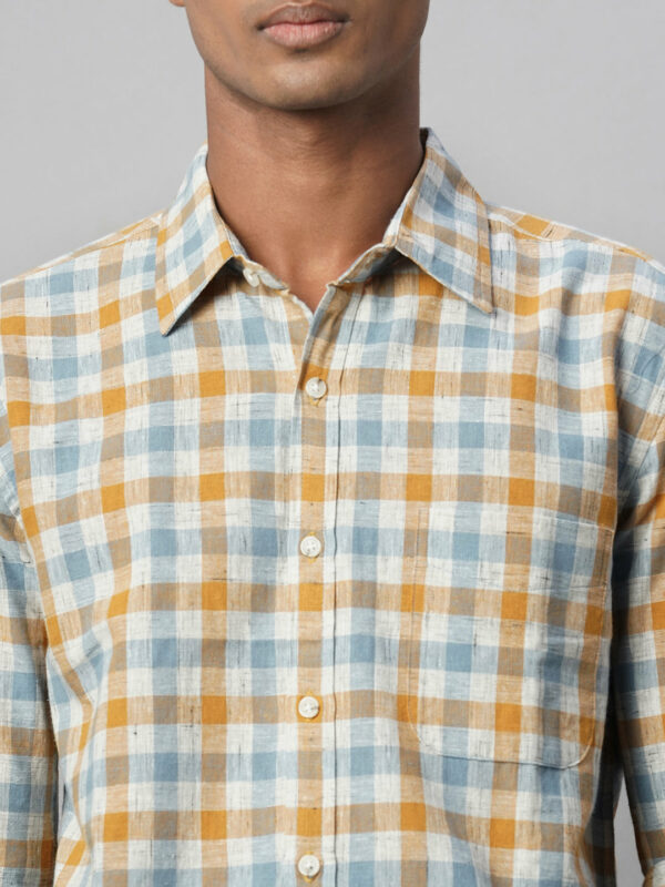 Men's Green Cotton Linen Regular Fit Shirt