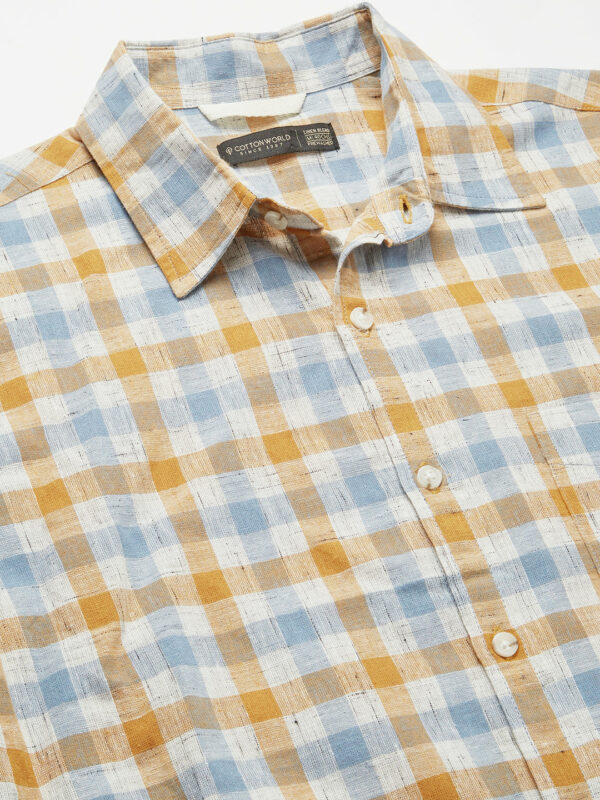 Men's Green Cotton Linen Regular Fit Shirt