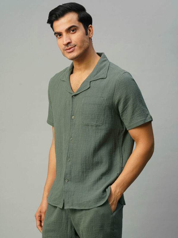 Men's Grey Cotton Loose Fit Shirt