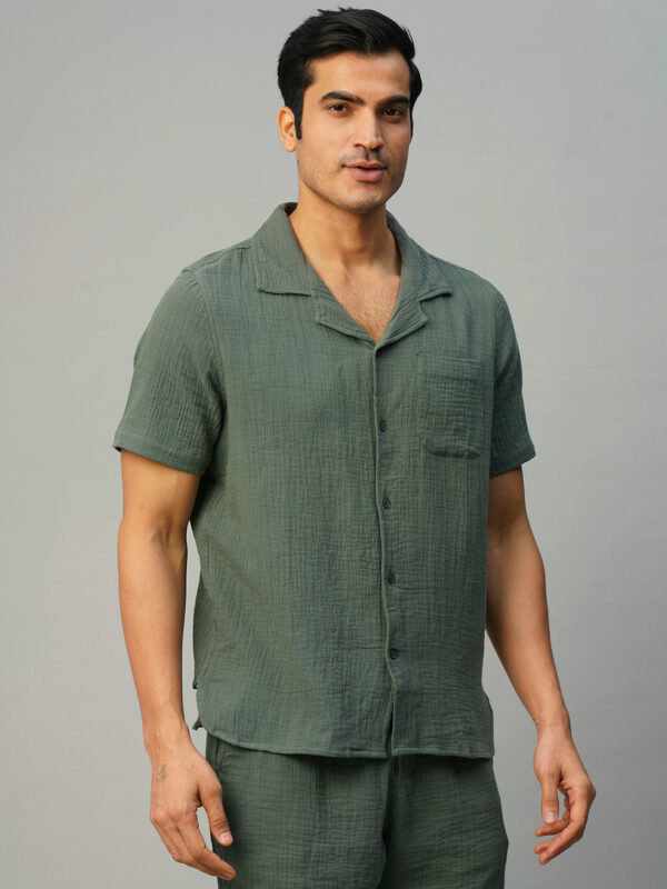 Men's Grey Cotton Loose Fit Shirt