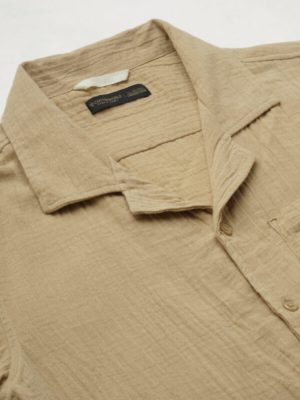 Men's Khaki Cotton Loose Fit Shirt