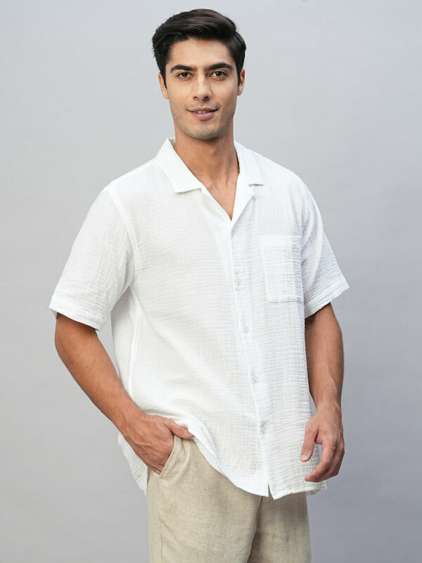 Men's White Cotton Regular Fit Shirt
