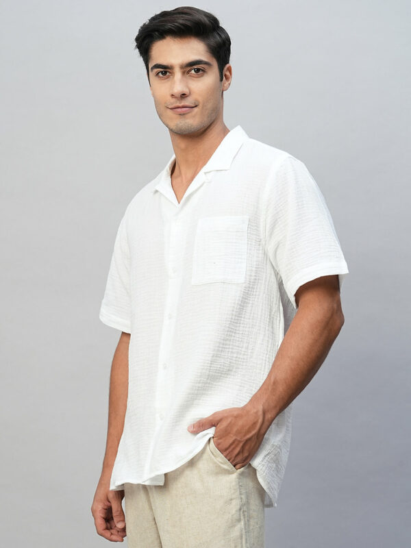 Men's White Cotton Regular Fit Shirt