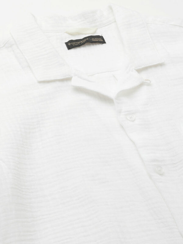 Men's White Cotton Regular Fit Shirt