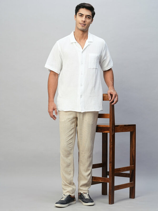 Men's White Cotton Regular Fit Shirt